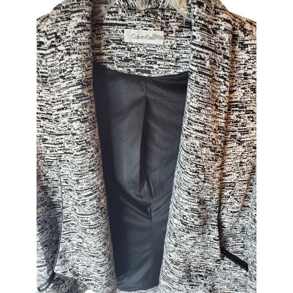 Calvin Klein Black/White Knit Open Style Blazer Jacket, XL - Picture 2 of 6